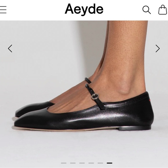 Aeyde Uma Black Nappa Leather Mary Jane Ballet Ballerina Flats Square Toe EU 40